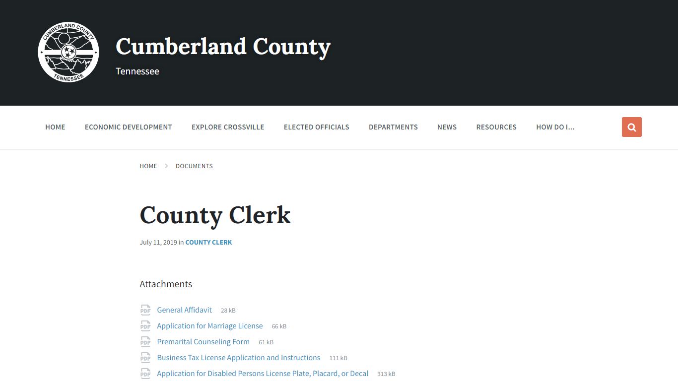 County Clerk – Cumberland County - Tennessee